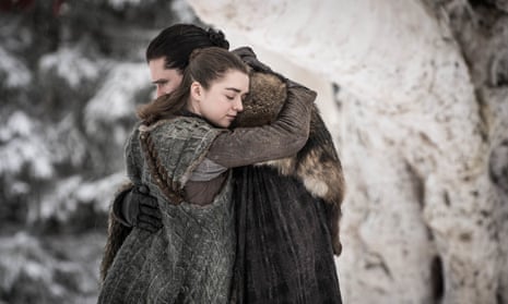 Maisie Williams, left, and Kit Harington in a scene from Game of Thrones 