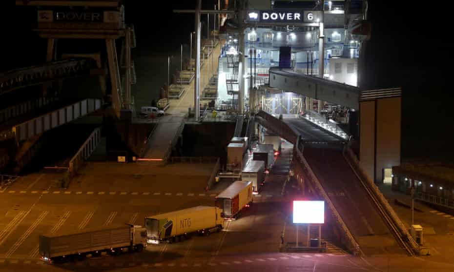 Lorries board a DFDS ferry