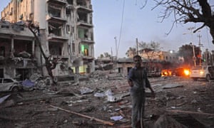 A man stands in the street after an attack by al-Shabaab in the capital in June.