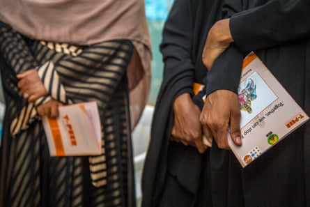 Students in Hargeisa, Somaliland, with pamphlets giving guidelines on FGM advocacy.