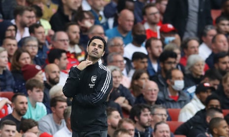 Mikel Arteta watches on at the Emirates Stadium during Arsenal’s 2-0 home defeat by Chelsea