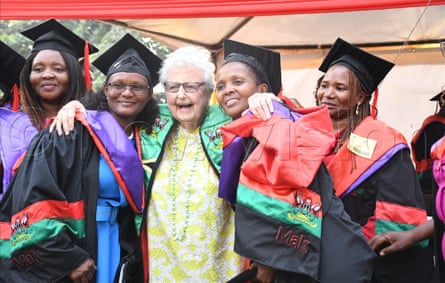 Anne Merriman with graduates of the Institute of Hospice and Palliative Care, Kampala, which she helped set up in 2009