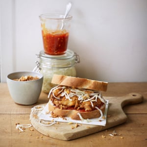 Buttermilk chicken, scotch bonnet jam, pickled cabbage and crispy shallots by James Cochran.