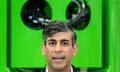 Rishi Sunak in front of two circles appears to have Mickey Mouse ears