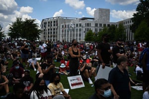 Protesters gather outside the Georgia State Capitol in Atlanta.