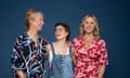 From left: Helen Skelton, Kate Rasmussen and Sophie Blake all standing and smiling against blue backdrop