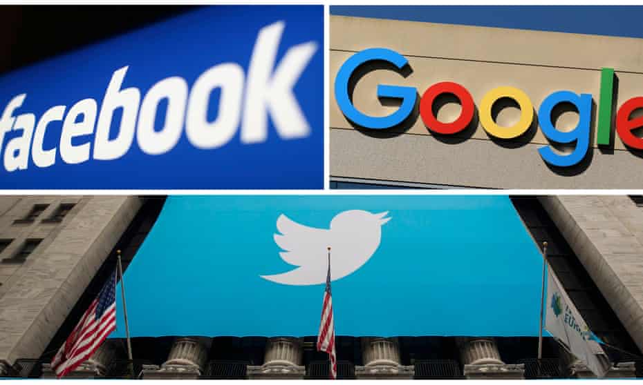 Facebook, Google, Twitter logos