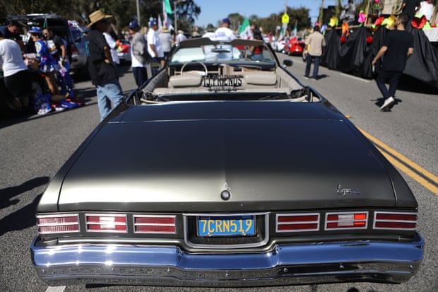A lowrider is parked before the 72nd annual East LA Mexican Independence Day parade on on 16 September 2018.