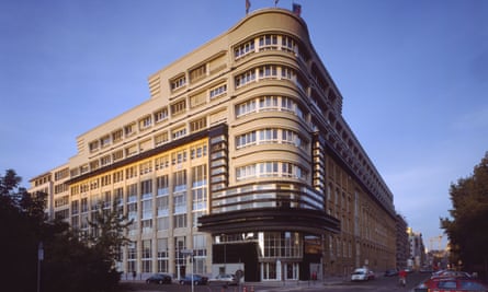 Exterior of architect Erich Mendelsohn’s Mossehaus art-deco building – an example of Streamline Moderne style, Berlin.