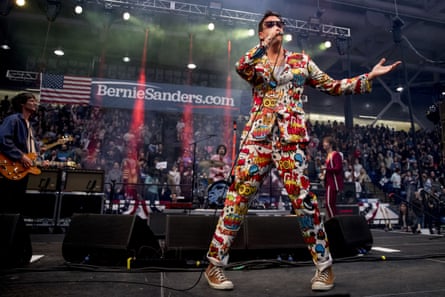 The Strokes performing at a rally for Bernie Sanders in February