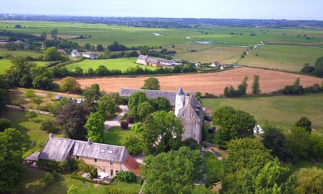 Aerial view of Chateau Monfreville, France.
