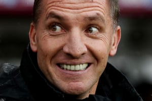 Leicester City manager Brendan Rogers is all smiles after The Foxes, down to 10 men, beat Burnley 2-1 at Turf Moor.