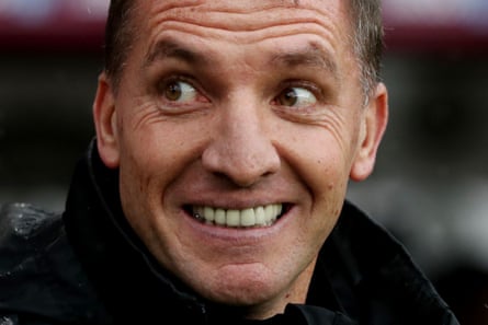 March 16: Leicester City manager Brendan Rogers is all smiles as his side face Burnley.
