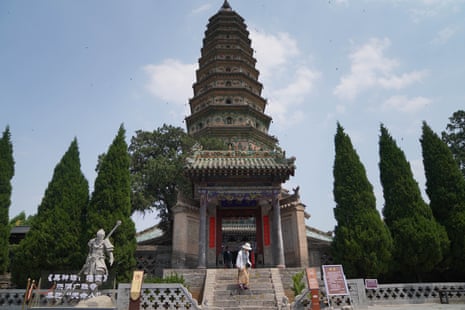 The Black Myth Monkey King sculpture in front of Guangsheng temple.
