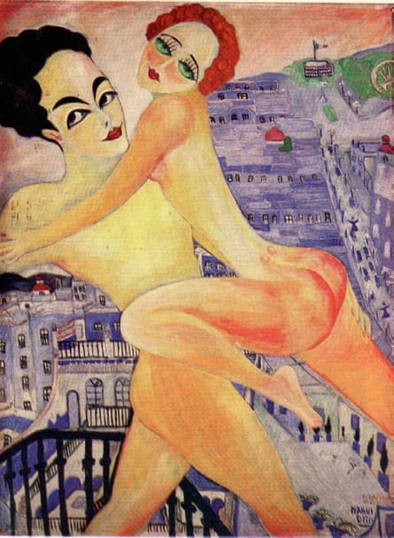 Nahui Ollin and Matías Santoyo, by Nahui Ollin, circa 1928. The city in the background is clearly Mexico City.