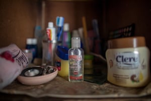 Mupombwi’s hand sanitiser in her wardrobe at home