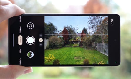 Der Blick auf einen Garten durch die Google Camera App auf einem Pixel 7.