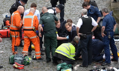 Tobias Ellwood tries to resuscitate PC Keith Palmer outside the Houses of Parliament