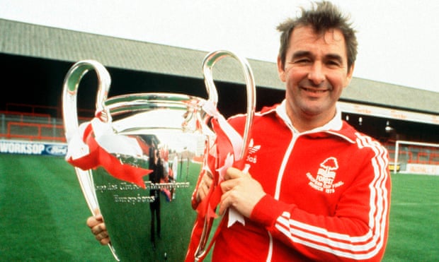 Brian Clough took over at Nottingham Forest in 1975 when they were struggling in the old Division Two. Within five years they had won the Division One title and the European Cup twice. He is pictured with the 1980 Cup, their second.