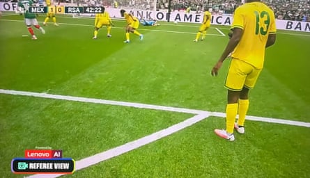 A refcam view of Mexico v South Africa at the World Cup, as broadcast on ITV in the UK