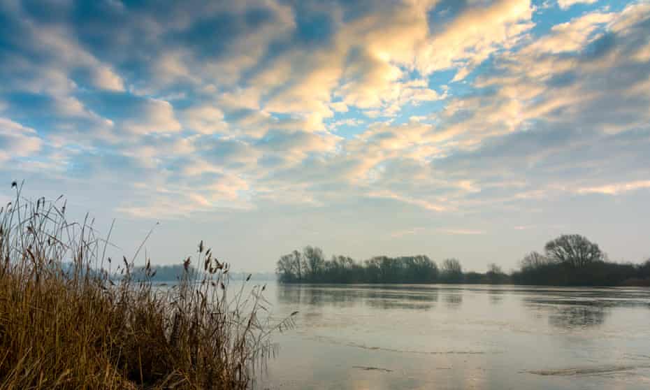 A frozen lagoon at Fen Drayton.