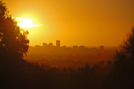 Adelaide skyline at sunset
