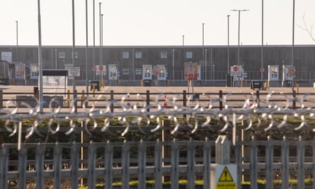 Empty lorry parking spaces at the Sevington Inland Border facility