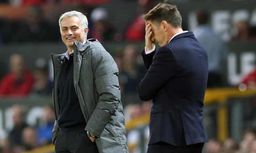 Manchester United manager Jose Mourinho, left, and  Celta Vigo boss Eduardo Berizzo.