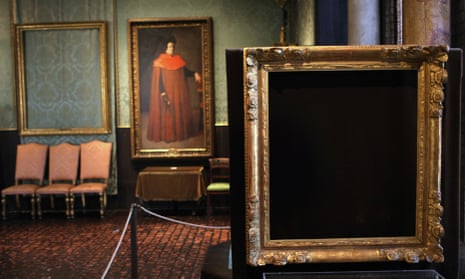 Empty frames at the Isabella Stewart Gardner Museum in Boston