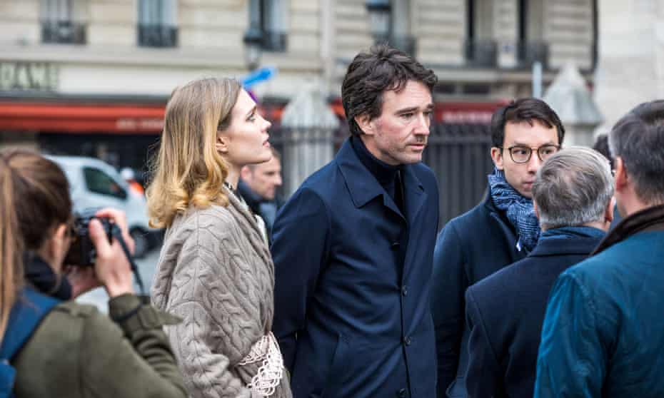 Antoine Arnault, CEO of Berluti, and his wife Natalia Vodianova visit Notre-Dame de Paris after the fire.