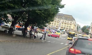 A picture taken on a mobile phone of the market square in Turku, where people were stabbed on Friday afternoon.