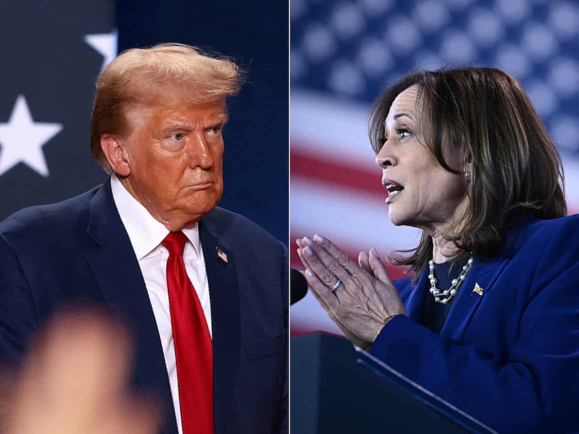 Composite of Donald Trump and Kamala Harris