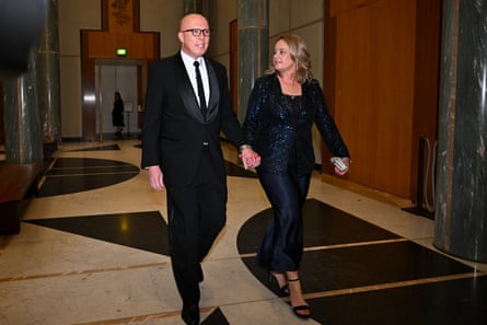 Peter Dutton and his wife Kirilly Dutton at the 2023 Midwinter Ball at Parliament House in Canberra, 21 June, 2023.