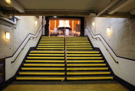 Steps in Arnos Grove underground station.