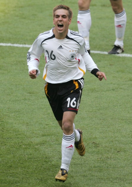 Lahm after scoring in the opening game of the 2006 World Cup in Germany.