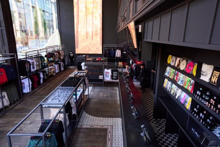 A pop up shop filled with Oasis merchandise