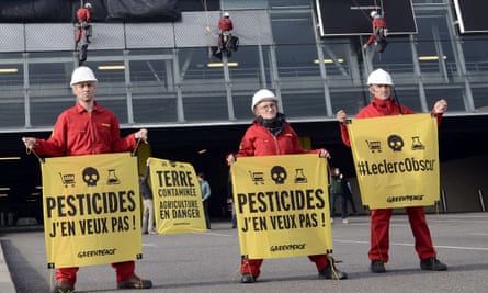 Greenpeace campaigners protest against the use of pesticides in France.