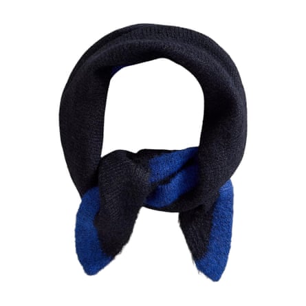 White Stuff Emma Triangle Scarf in navy and electric blue on a white background.