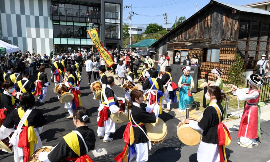 A ceremont outside the new Utoro Peace Memorial Museum.