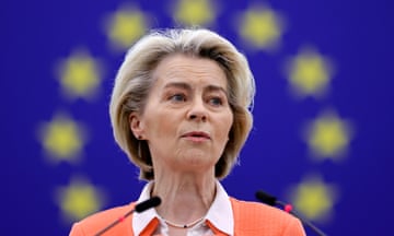 Ursula von der Leyen speaking at the European parliament in Strasbourg, France, 12 March 2024