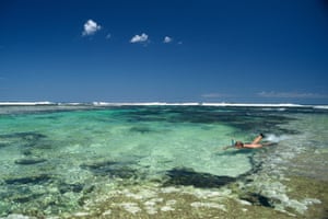A snorkeller on Ningaloo Reef