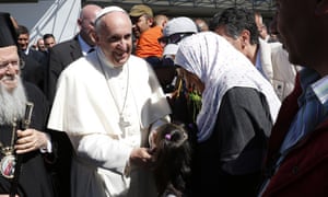 Pope Francis visits the Moria refugee camp in Lesbos