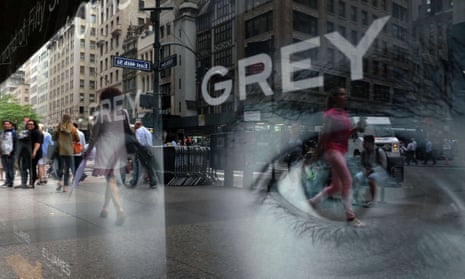 Eye of the media storm … an advertisement for EL James Grey: Fifty Shades of Grey as Told by Christian on Fifth Avenue, New York.