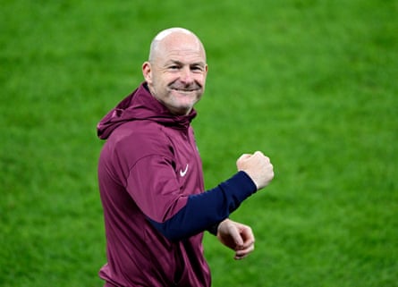 England manager Lee Carsley celebrates after beating Germany