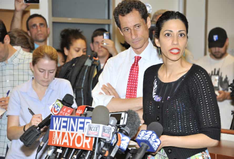 Huma Abedin supporting her husband, Anthony Weiner, in his campaign to run for mayor of New York, July 2013