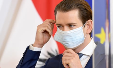 Austria’s leader, Sebastian Kurz  in a mask