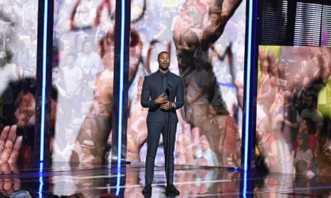 Michael B Jordan on stage at the BET Awards