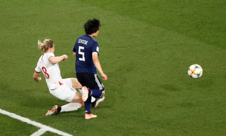 England’s Ellen White scores their second goal.