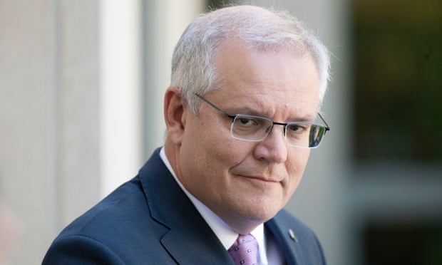 Scott Morrison announces the jobkeeper changes at a press conference at Parliament House on Tuesday
