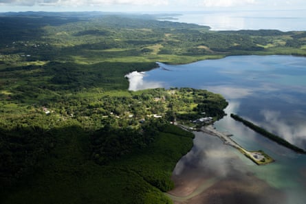 Aerial view of a village on Palau